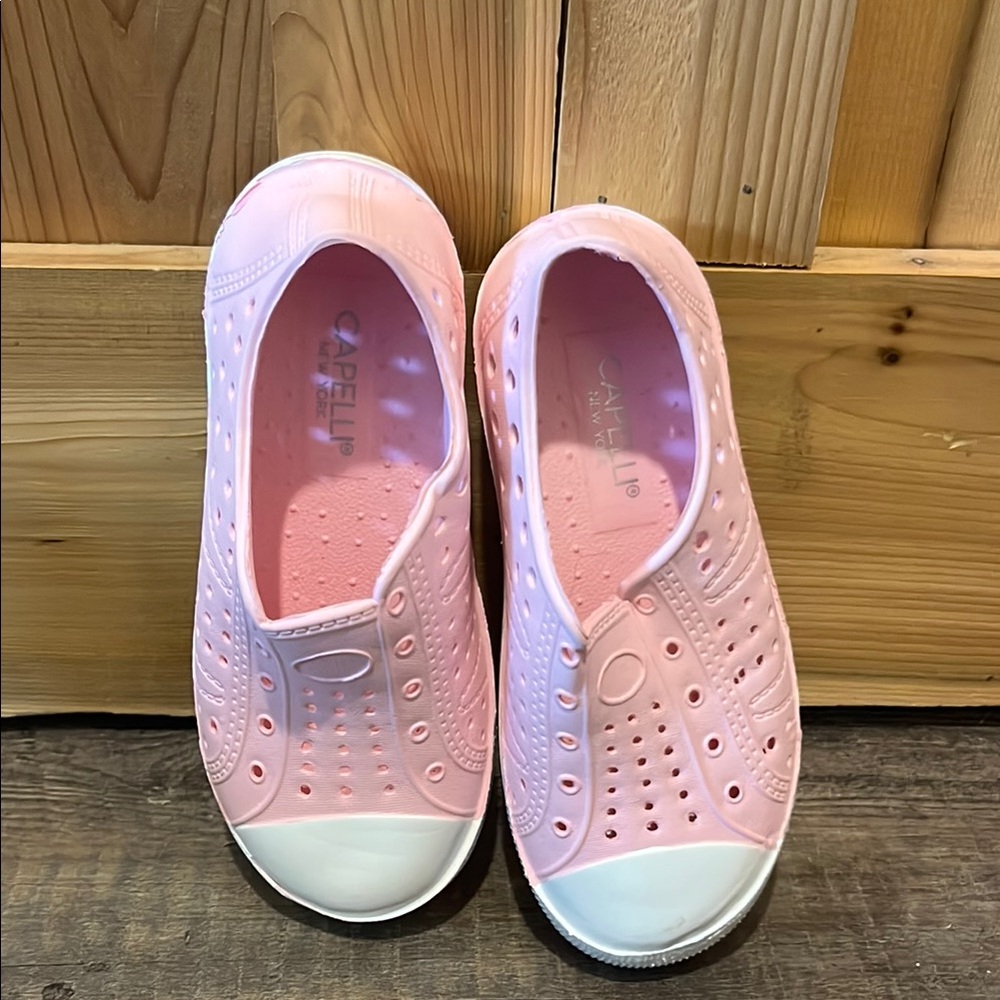 Capelli of New York Kids Pink Slip-On Perforated Water Shoes with White Toe